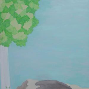 PAESAGGIO CON BETULLA E FOGLIE D'ERBA