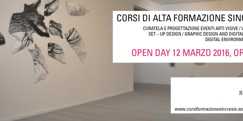 Open Day corsi di specializzazione: curatela, operatore foto e video, editoria, ambienti digitali, progetazione allestimenti, art marketing