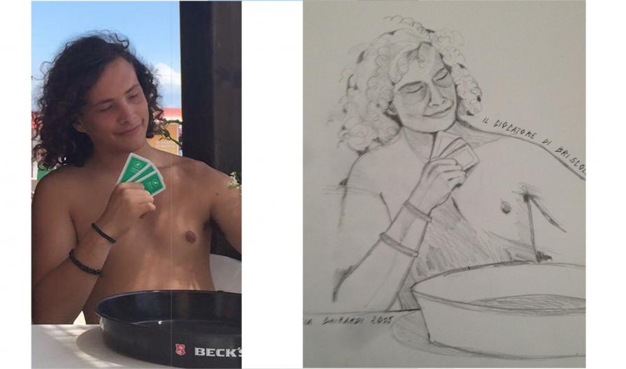 Dalla fotografia al disegno: il giocatore di briscola