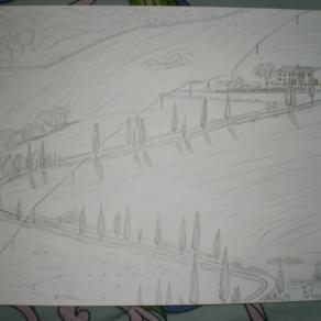 Paesaggio toscano con cipressi