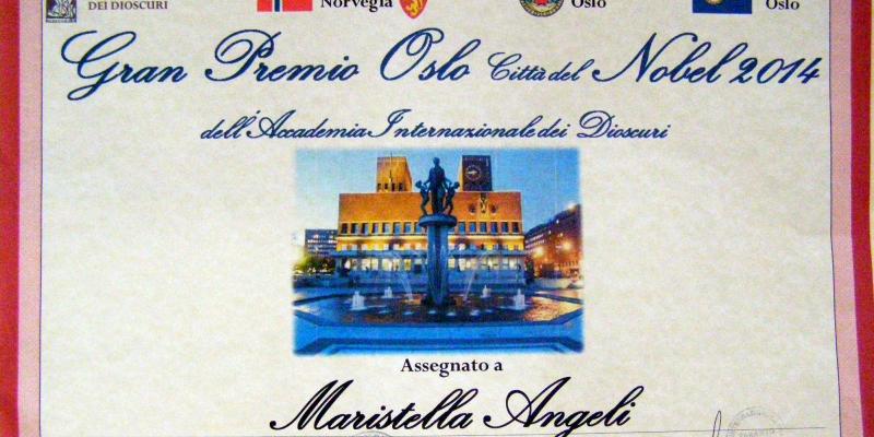 Maristella Angeli riceve il Gran Premio Oslo Città del Nobel 2014