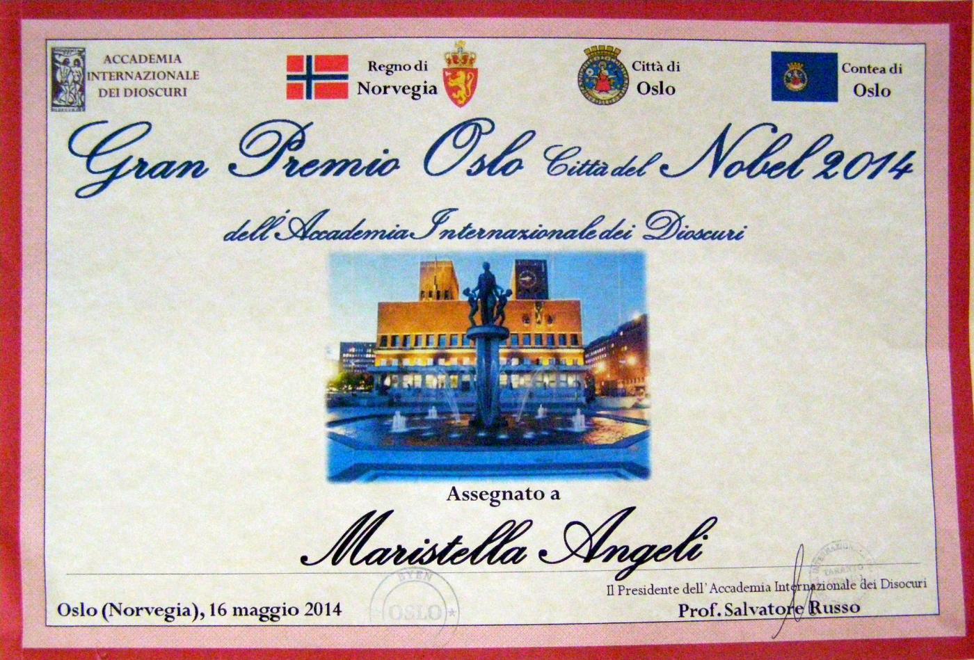 Maristella Angeli riceve il Gran Premio Oslo Città del Nobel 2014