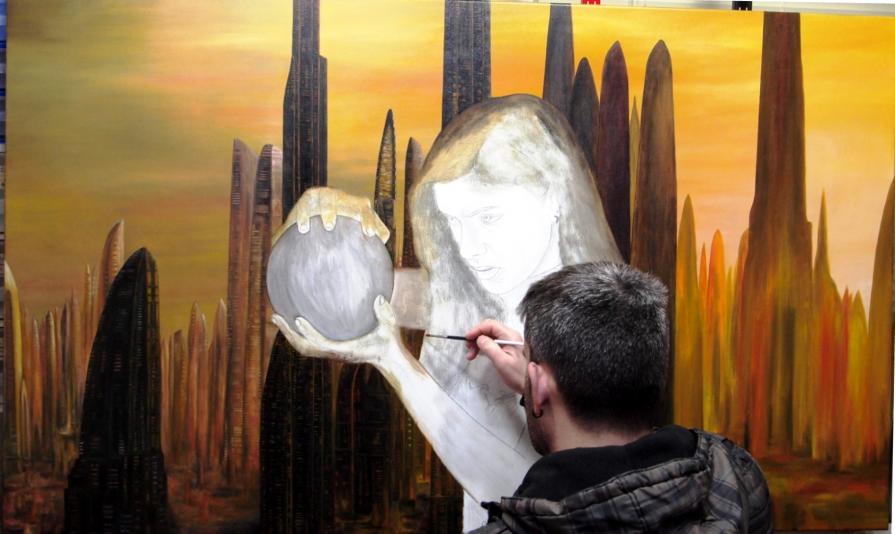 Pintura em progresso / Painting in progress Detalhe / Detail "Premonição" Pintura em progresso / Painting in progress Detalhe / Detail "Premonição"