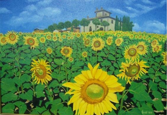 LG 0021 - Fattoria con campo di girasoli - Toscana