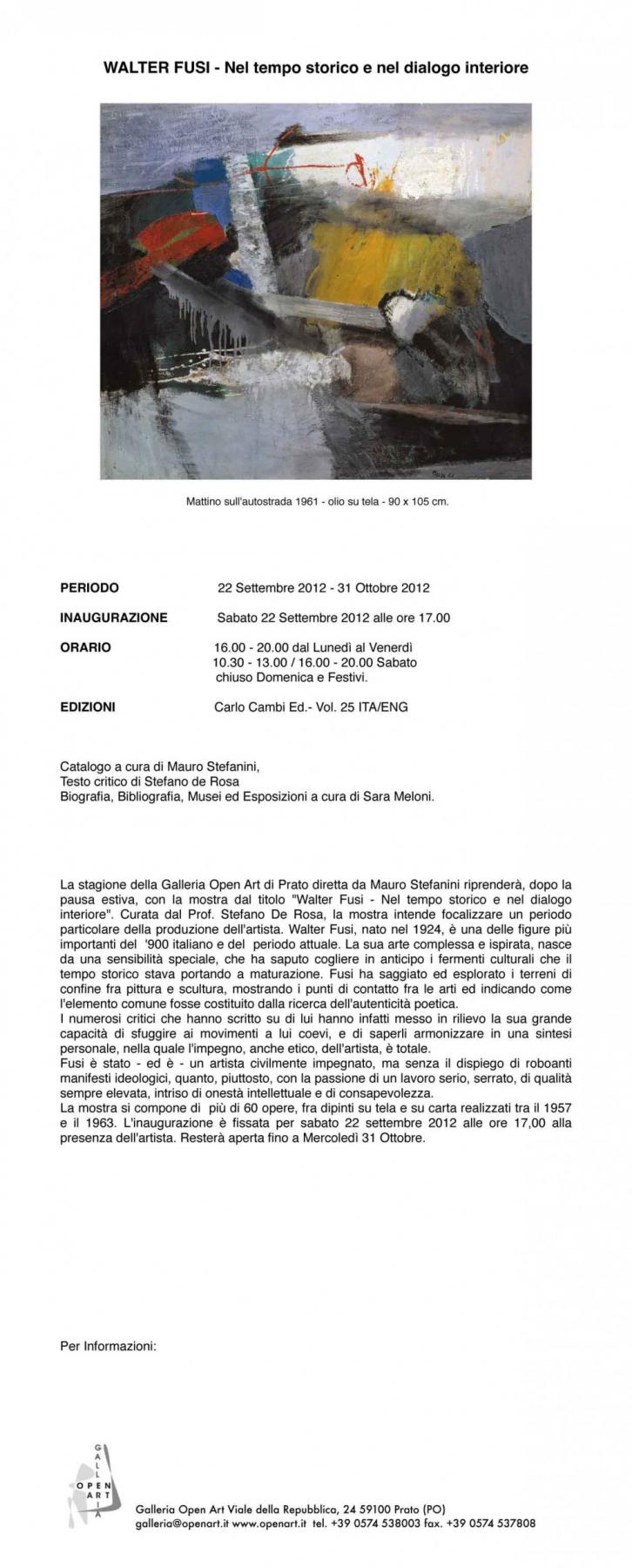 Walter Fusi - Nel Tempo Storico e nel Dialogo Interiore - 1957-1963