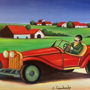 Salvo Lombardo - Gita fuoriporta - olio su tela - 70 x 50