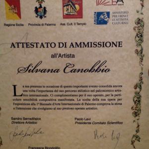 Attestato di ammissione alla Biennale di Palermo