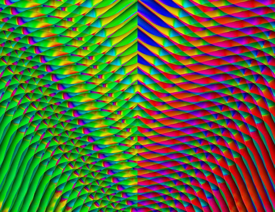 Tall Tilted D2 Green-Red Diptych