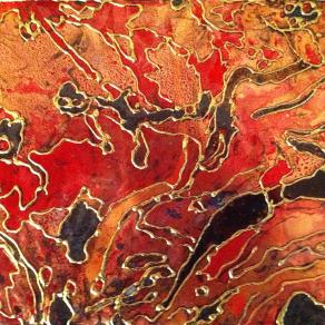 ebru su lastra di rame