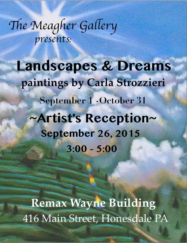 Carla Strozzieri's paintings are exhibited in a solo show at the Meagher Gallery. 