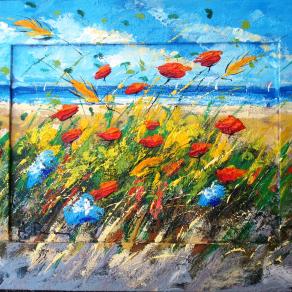 Adelio Bonacina (Italia) - Al mare - olio tavola di legno - 53 X 43