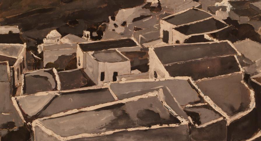 Vista dalla mia casa, Tempera, Patmos 1963