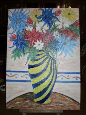 Vaso con margherite e dalie