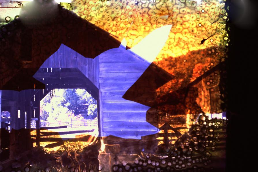 Burnt Leaf Against Covered Brdige