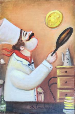 Salvo Lombardo - Il cuoco - olio su tela - 20 x 30