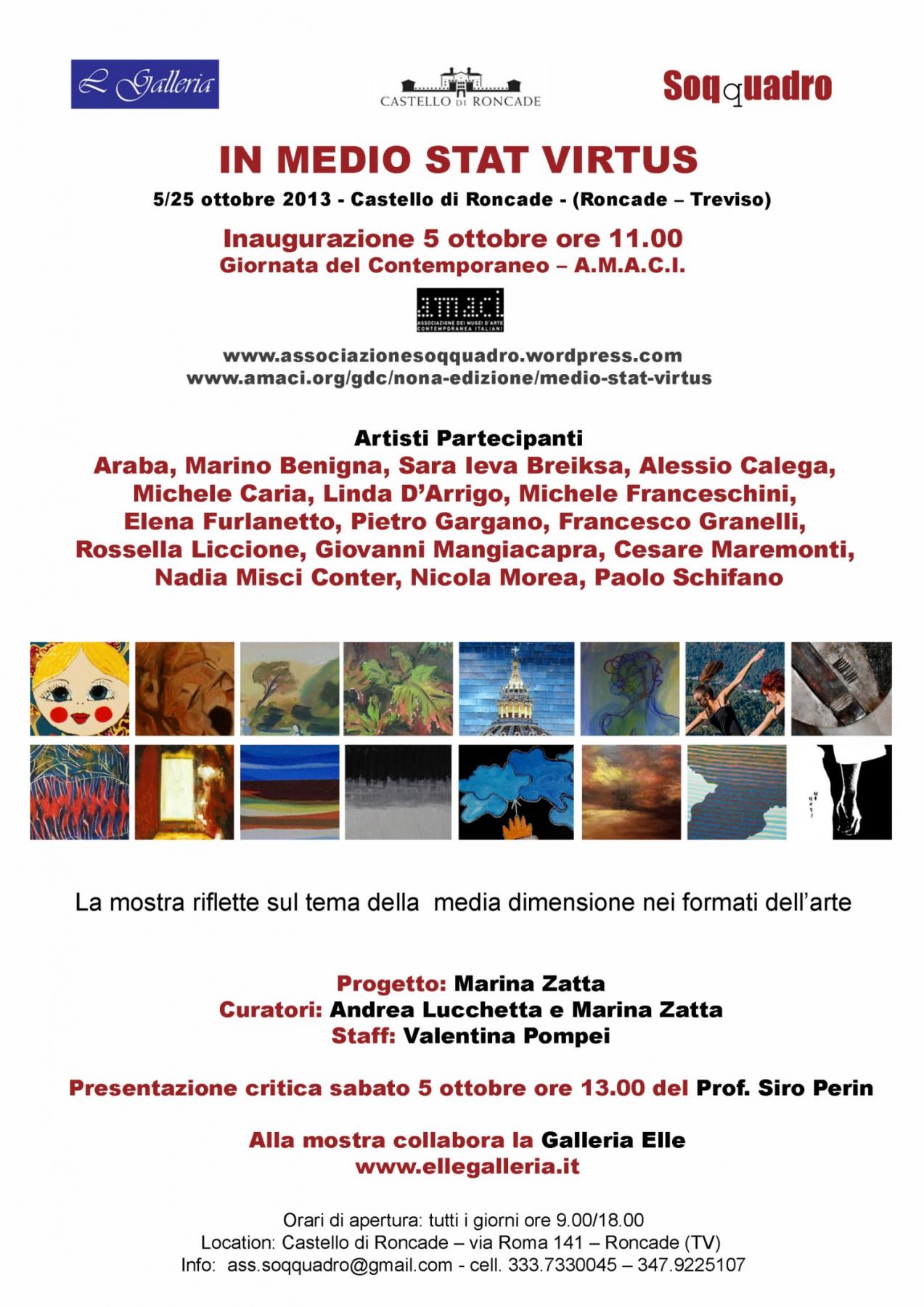 MOSTRA D'ARTE "IN MEDIO STAT VIRTUS" AL CASTELLO DI RONCADE - TREVISO