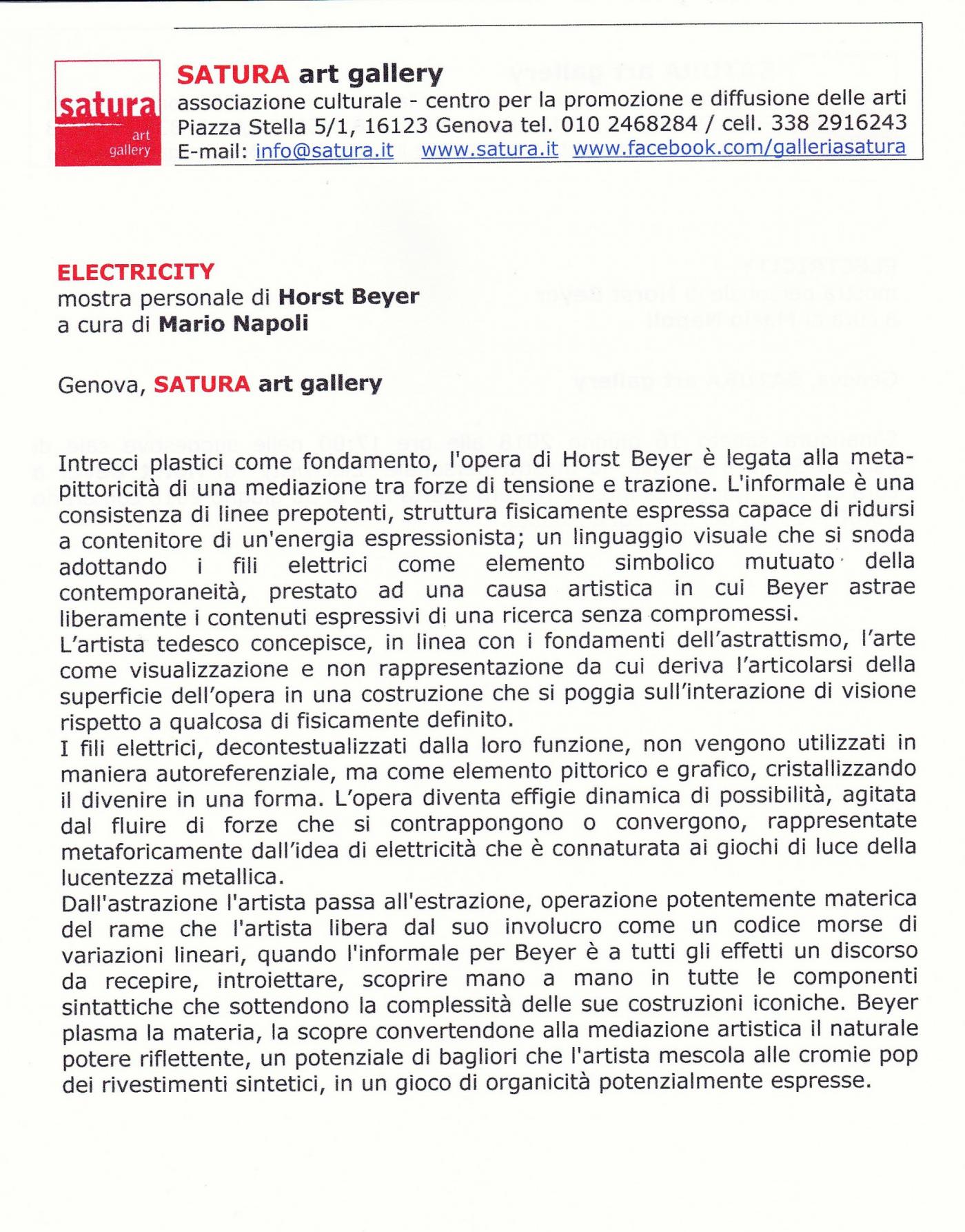 ELECTRICITY personal show of Horst Beyer