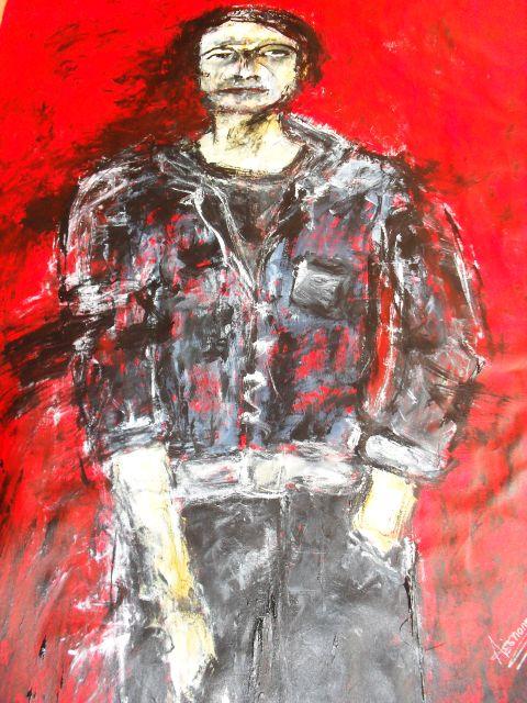 Dances with wolf Der mit dem Wolf tanzt Acryl auf Tuch 210 x 124 cm.