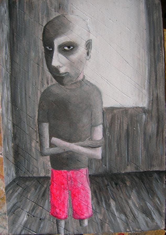 RIALZARSI SEMPRE,2013,olio su carta,cm.16.5x23.5