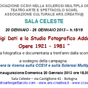 Invito Mostra retrospettiva di Luigi Dati - Studio Fotografico Addati in Sala Celeste per CCSVI-SM Invito Mostra retrospettiva di Luigi Dati - Studio Fotografico Addati in Sala Celeste per CCSVI-SM