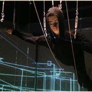 Urban marionnette. Puppets string and bunraku type, size human. 