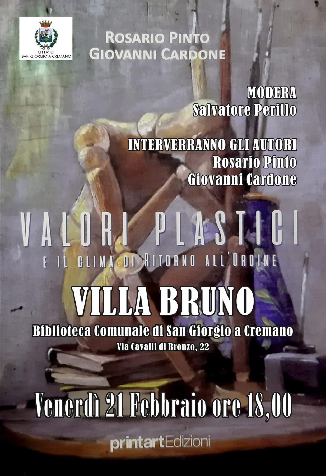 Presentation of the book Valori Plastici by Rosario Pinto and Giovanni Cardone at Villa Bruno San Giorgio a Cremano Presentation of the book Valori Plastici by Rosario Pinto and Giovanni Cardone at Villa Bruno San Giorgio a Cremano