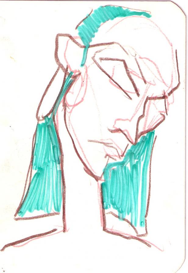 Testa di donna con orecchino