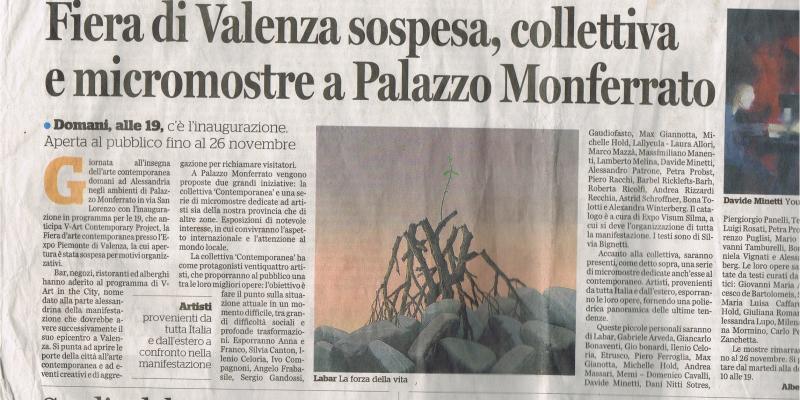 il piccolo 17 novembre articolo sulla colletiva tenutasi a Palazzo del Monferrato