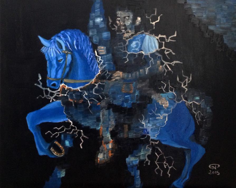 Cavallo Azzurro con accenno di Cavaliere, ispirato da una statua equestre di San Maurizio