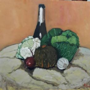 Natura morta con bottiglia