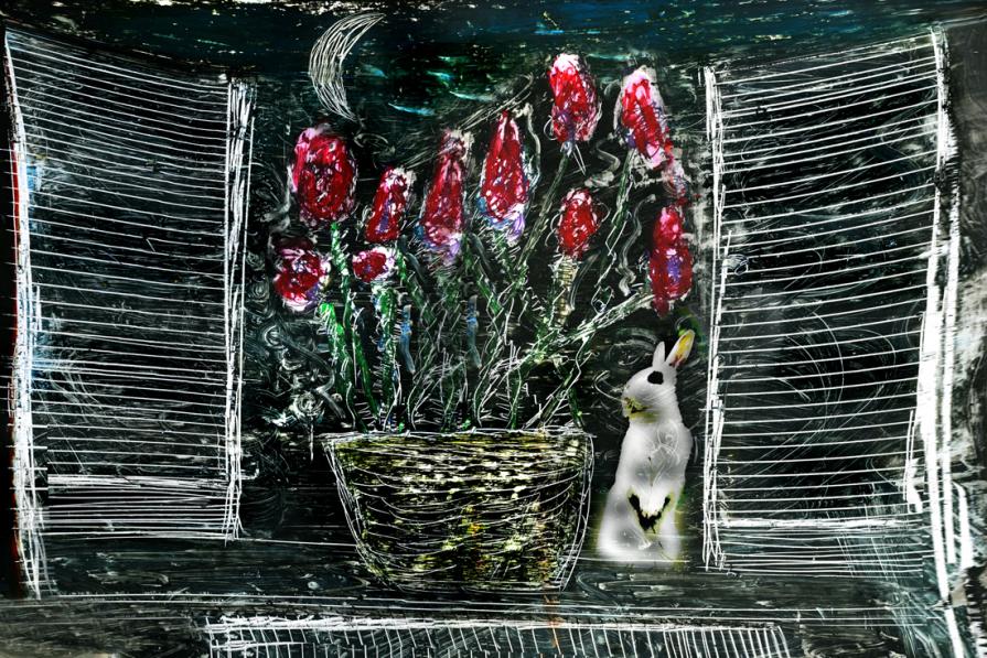 un coniglio bianco mio compagno di una notte di mezza luna.