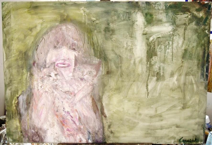 Hannele with her two cats fighting