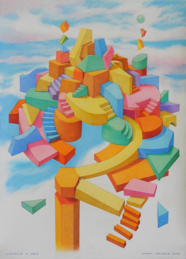 Castello in aria - disegno a pastello di Gianni Pelassa