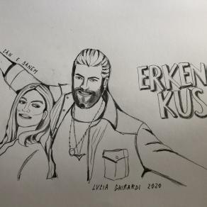 Can Yaman nella veste di Can Divit e Demet Ozdemir nella veste di Sanem in "Erkenci Kus" (Le ali del sogno)  visti da Lucia Ghirardi