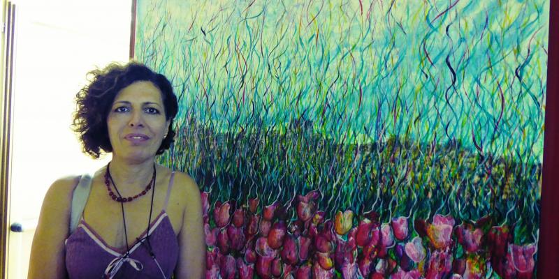 Maristella Angeli, presente all’inaugurazione della Mostra Collettiva “Paesaggi d’Italia”, Gualdo Tadino(PG)