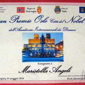 Maristella Angeli riceve il Gran Premio Oslo Città del Nobel 2014