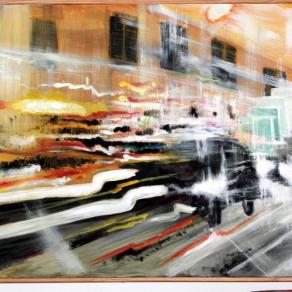 Metamorfosi urbana, Milano osservata dal finestrino di un tram in movimento.