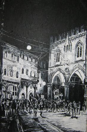BOLOGNA:PIAZZA DELLA MERCANZIA DI NOTTE