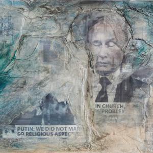 We did not marry in church:acrilico, carte di riso e stampa su tela. 60x80 cm We did not marry in church:acrilico, carte di riso e stampa su tela. 60x80 cm