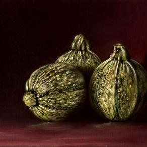 Natura morta con tre zucchine