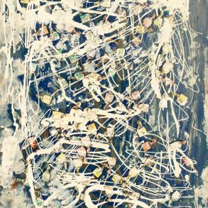 anno 2010 -titolo caramelle da uno sconosciuto tecnica mista (carta di caramelle ripiegate, vernici industriali, flating) su MDF  cm (50 x 70 x  4)