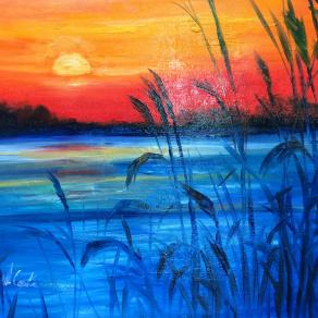 Vincenza Conte (Italia) - Tramonto a Sud Est - olio su tela - 40 x 30