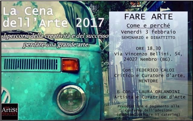 PRIMA CENA DELL'ARTE DEL 2017 SARA' IL 3 FEBBRAIO 