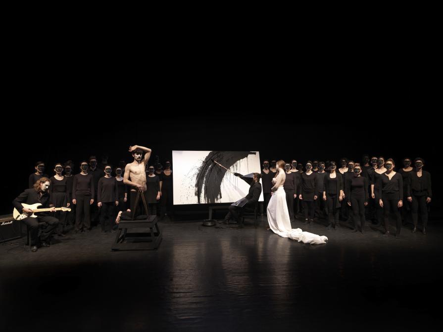 Allegoria astratta dell'atelier del pittore all'inferno tra le punte gemelle