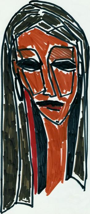 Volto di donna marrone con orecchino