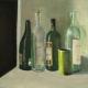 Bottiglie e barattolo verde