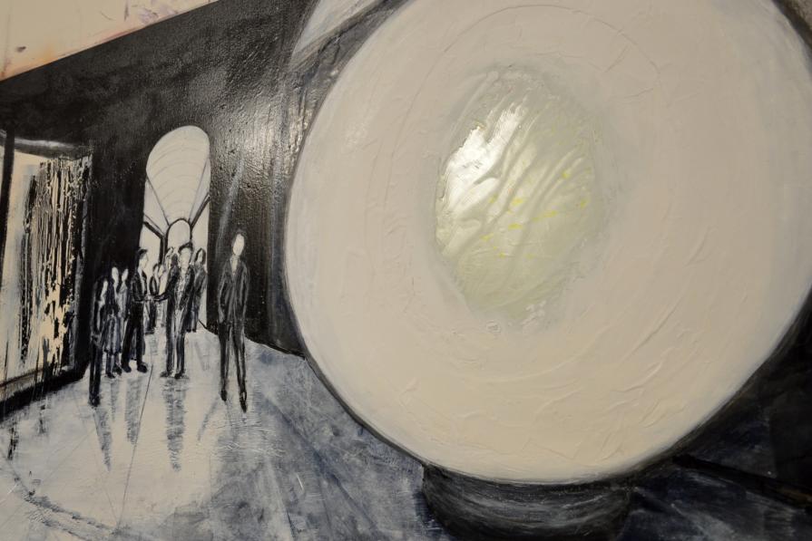 Passeggiata in Galleria - particolare del lampione con specchio inserito - specchio dell'anima