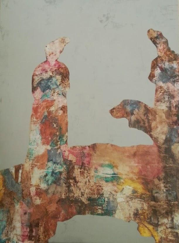 Signore e cane su ponte