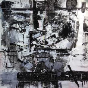 Fabio Modica - Gnosis: Trapped - mixed media on canvas - 37x37 inches