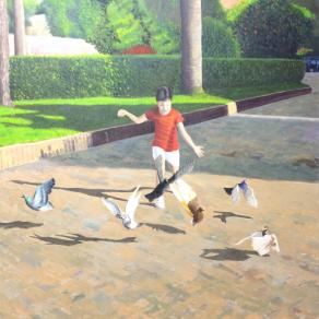 Gianni Mileo (Italia) - Giochi - olio su tela 70 x 70